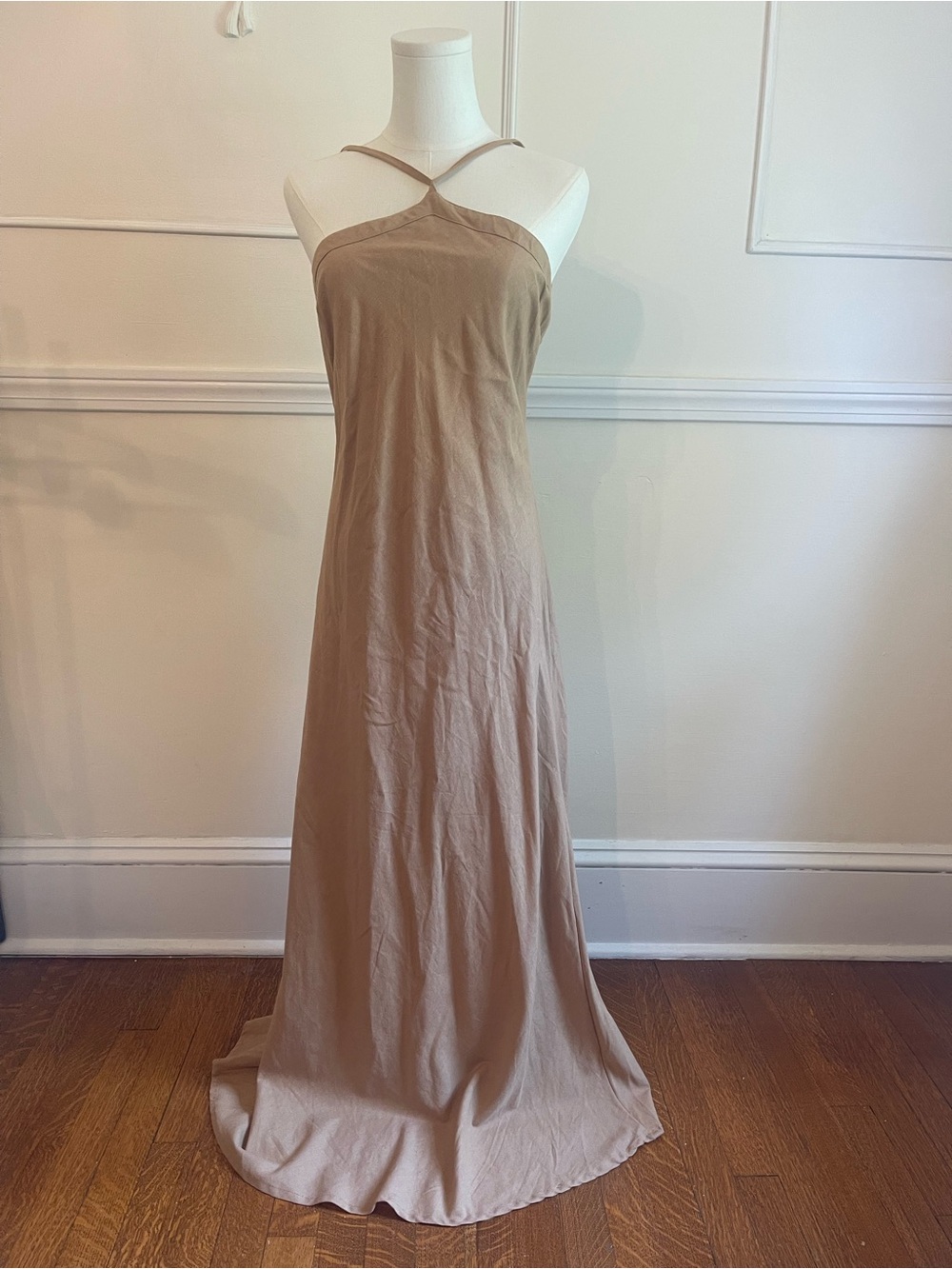 Sincerely Jules Taupe Halter Maxi Dress - Picture 1 of 7